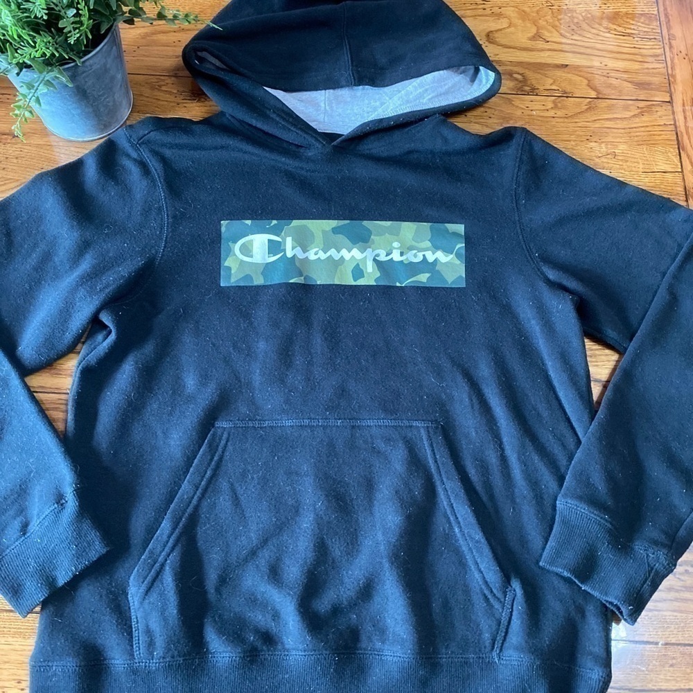 𝅺champion Black Hoodie Sweatshirt Youth XLarge